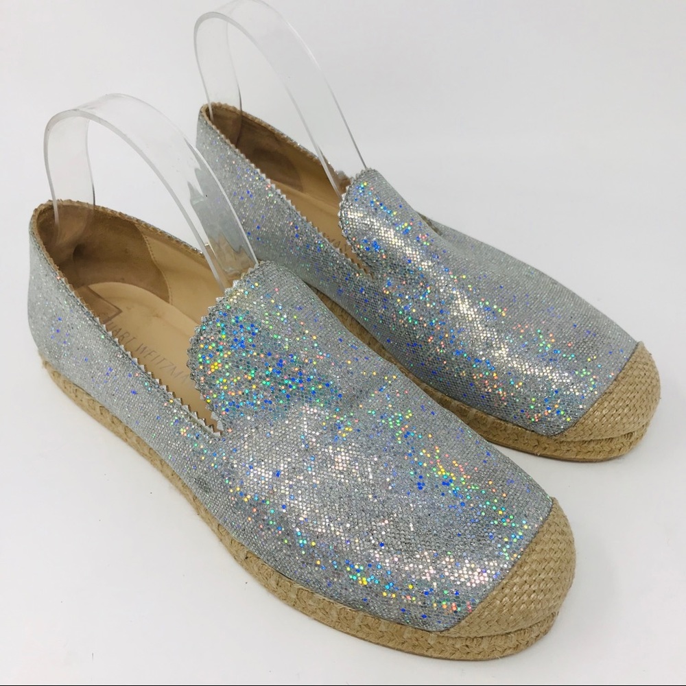Stuart Weiztman Biarritz Silver Espadrille Flats